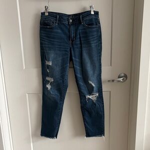 Abercrombie & Fitch Dark Wash Distressed Ankle Jeans